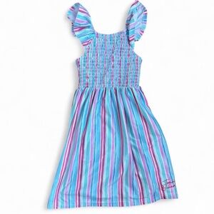 Girls' Tommy Bahama Blue & Pink Striped Smocked Sundress